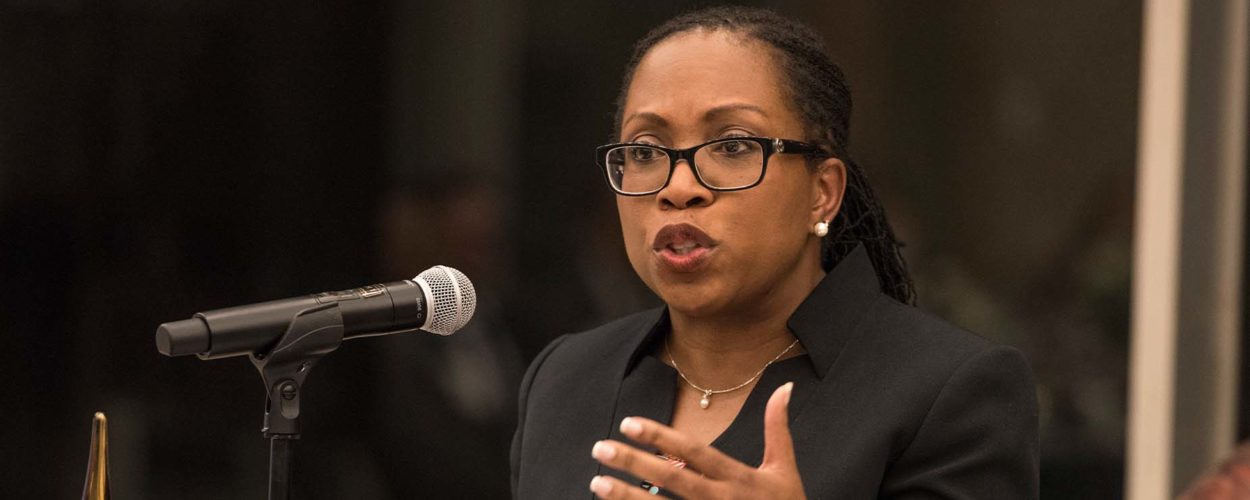 photo of ketanji brown jackson speaking into a microphone